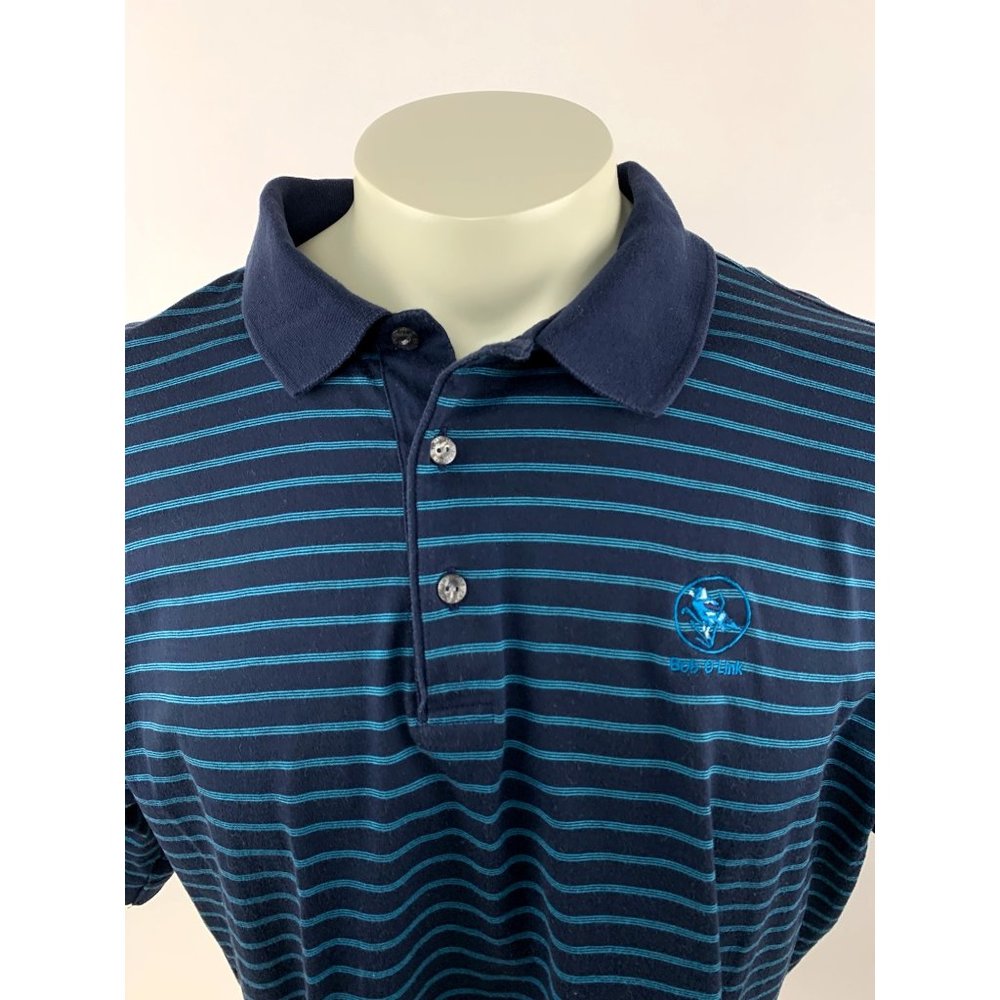 Pringle Bob O Link Highland Park IL Polo Golf Shirt Striped Cotton Mens Large